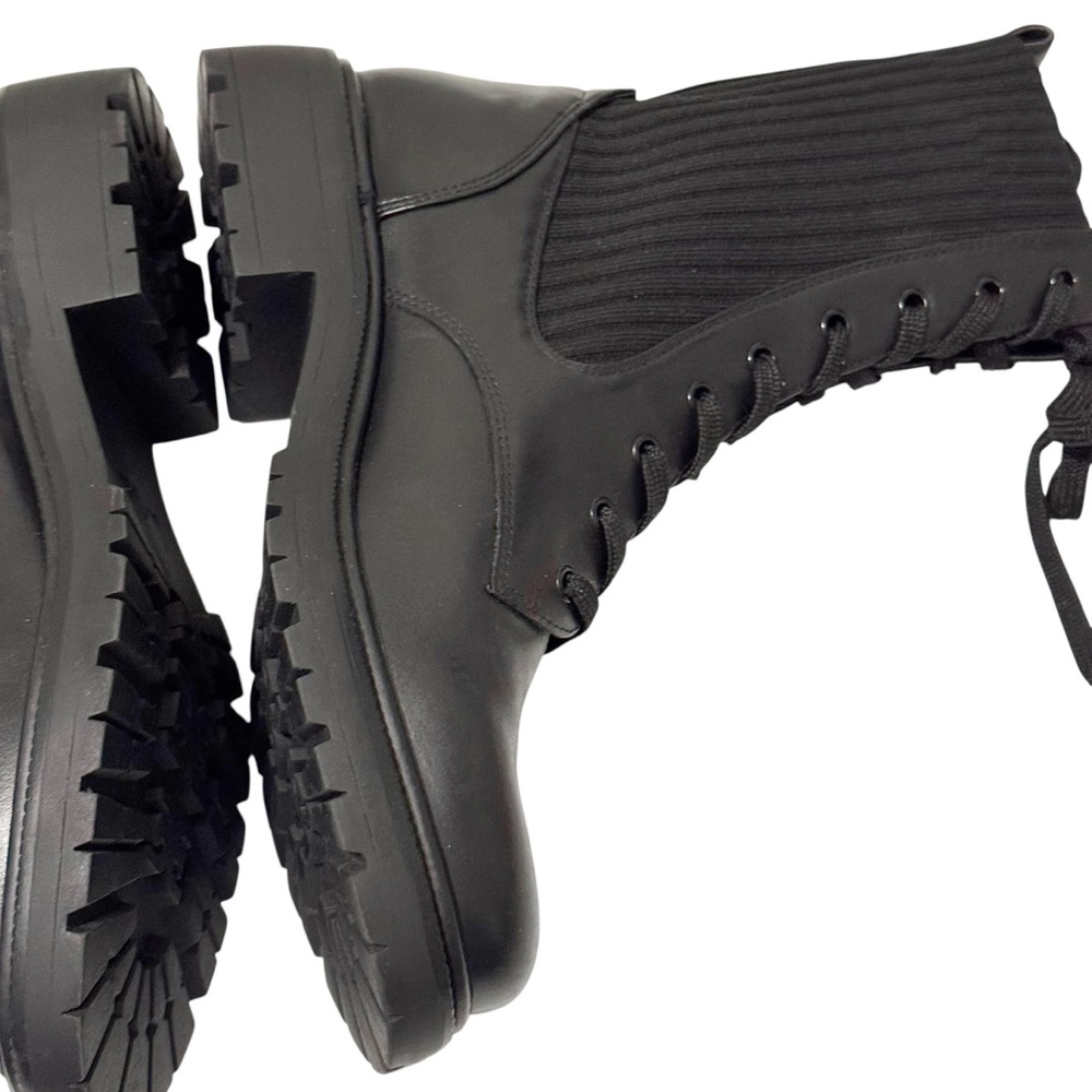 Sam Edelman Lydell Lace Up Combat Chelsea Boot Black 9 - Picture 8 of 14